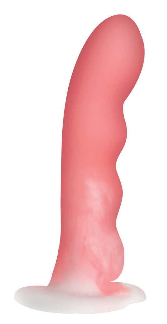 Curve Toys | Simply Sweet 8" Wavy Silicone Dildo Pink White