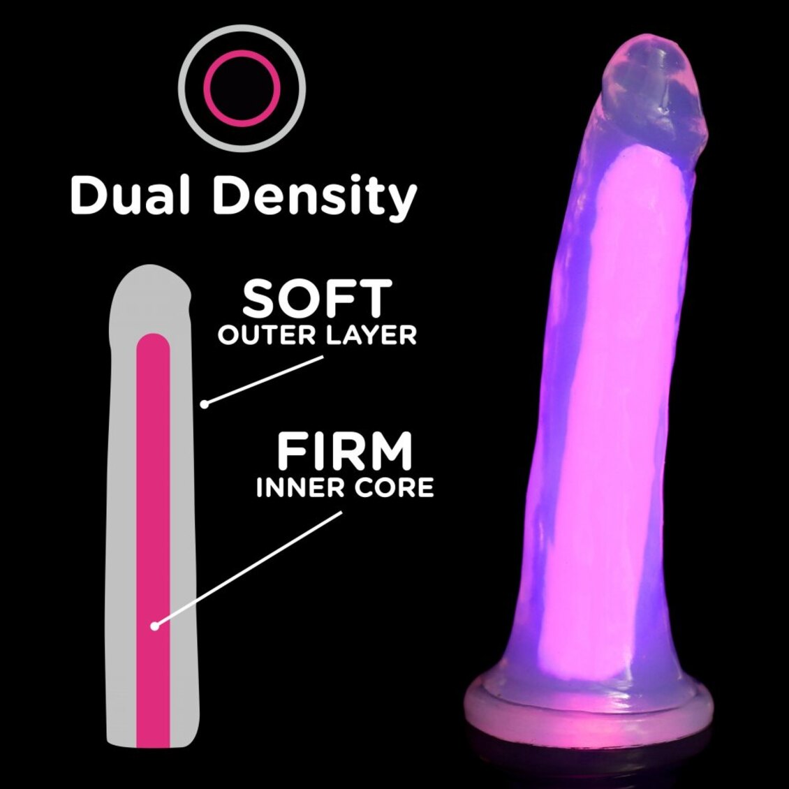 Curve Toys | LolliCock 7" inches Glow-In-The-Dark Silicone Dildo Pink