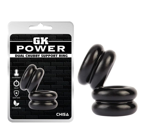 CHISA GK Power Double Stacked Dual Pleasure Ring Black