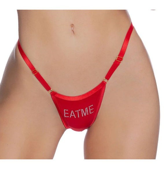 Playboy Lingerie Crotchless Eat Me Bling Thong Red Size OS