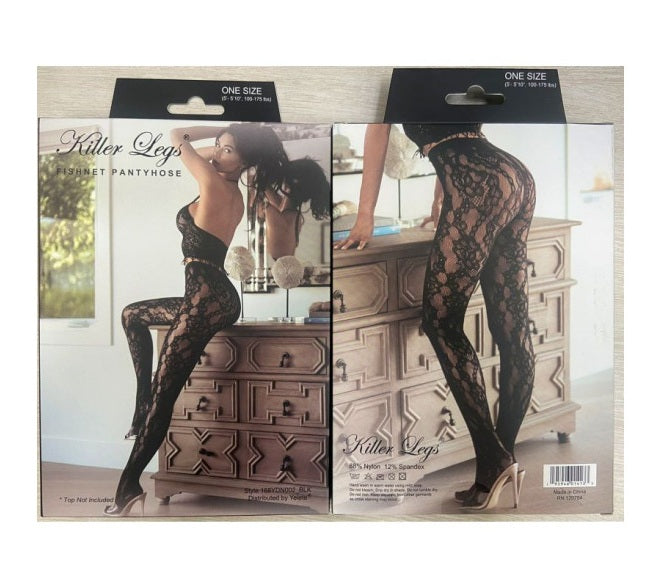 Killer Legs Temptress Weave Tights Black Size OS