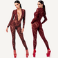 Noir Kink Royal V Neck Catsuit Red Size XS/S/M