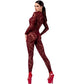 Noir Kink Royal V Neck Catsuit Red Size XS/S/M