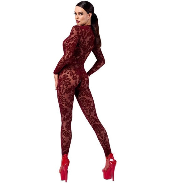Noir Kink Royal V Neck Catsuit Red Size XS/S/M