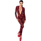 Noir Kink Royal V Neck Catsuit Red Size XS/S/M