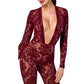 Noir Kink Royal V Neck Catsuit Red Size XS/S/M