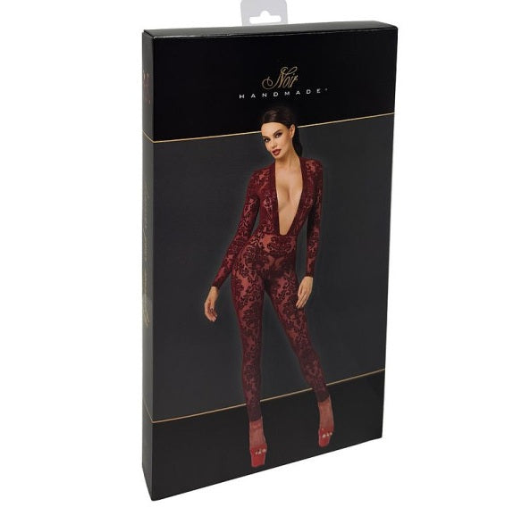 Noir Kink Royal V Neck Catsuit Red Size XS/S/M