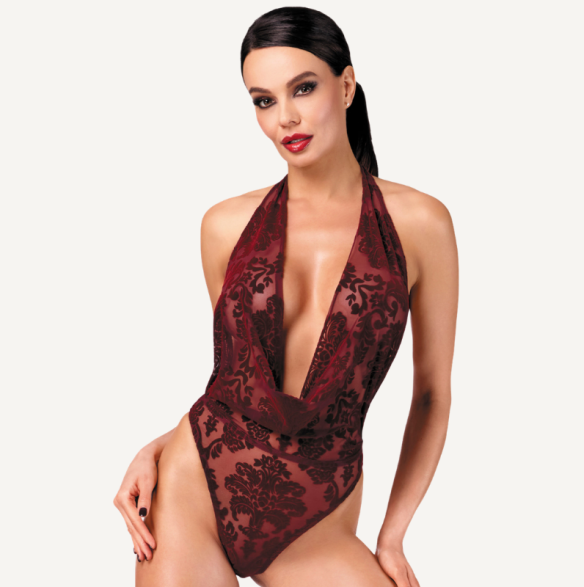 Noir Kink Royal Draped Plunge Bodysuit Red Size XS/S/M