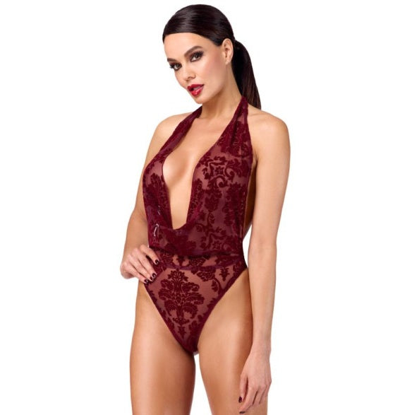 Noir Kink Royal Draped Plunge Bodysuit Red Size XS/S/M