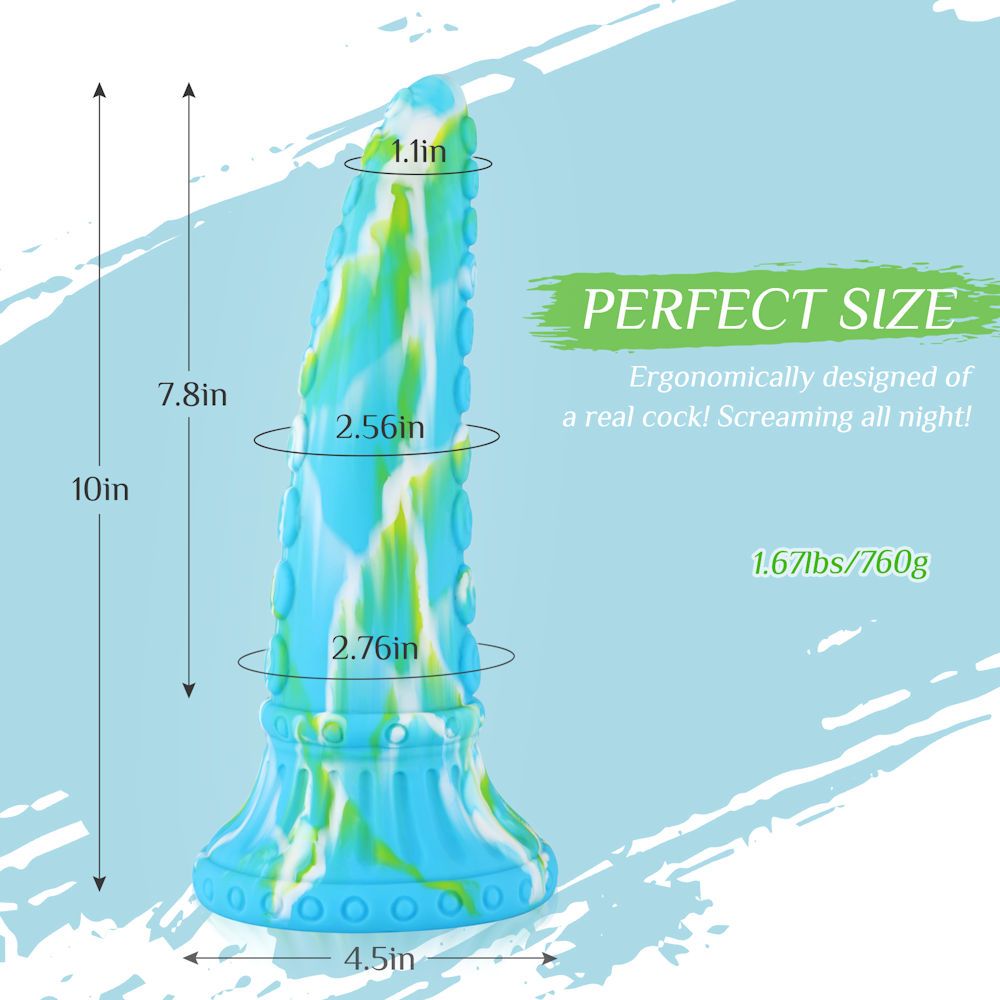 HiSmith 10" Teal Monster Series Silicone Dildo (Suction)