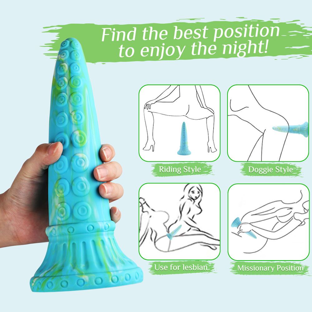 HiSmith 10" Teal Monster Series Silicone Dildo (Suction)