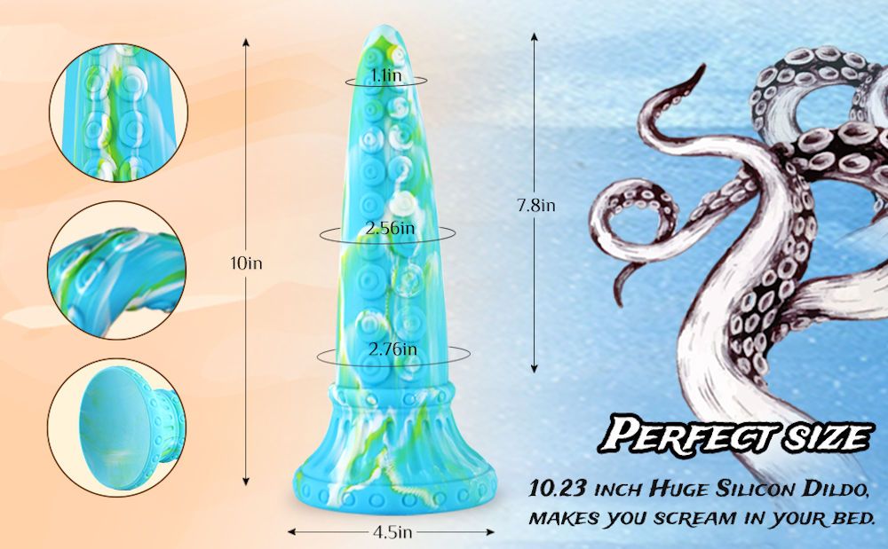 HiSmith 10" Teal Monster Series Silicone Dildo (Suction)
