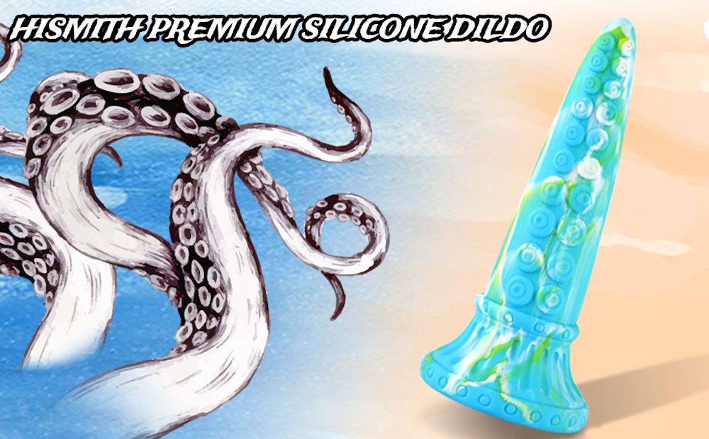 HiSmith 10" Teal Monster Series Silicone Dildo (Suction)