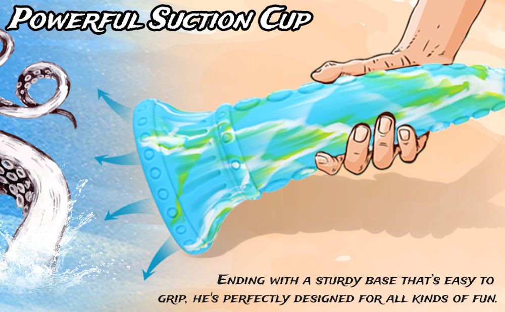 HiSmith 10" Teal Monster Series Silicone Dildo (Suction)