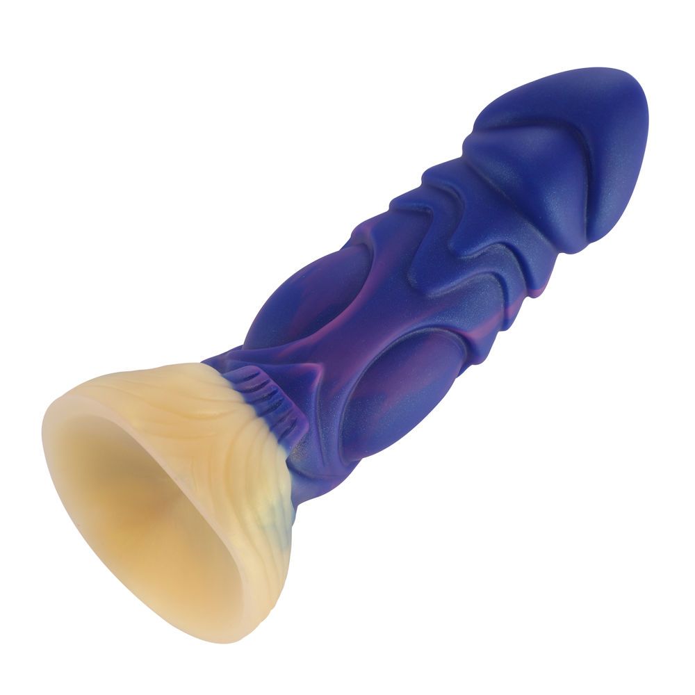 HiSmith 6" Monster Series Blue & Gold Silicone Dildo