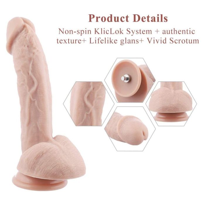 HiSmith - 7.87" Dual-Density Vibrating Realistic Dildo w Remote (KlicLok)