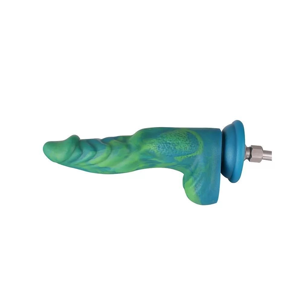 HiSmith 9.6" Silicone Green Mix Yellow Dildo (KlicLoc)