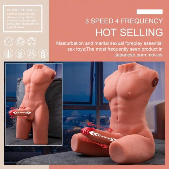 Daytona Dolls Jason 8kg USB Auto Thrusting 17cm Cock and Ass Male Torso Masturbator