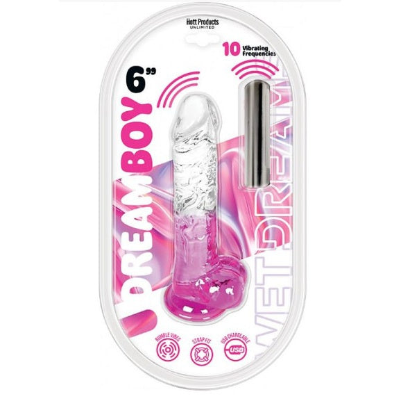 Hott Products | Jelly Vibrator Dream Boy Dildo 6" Pink