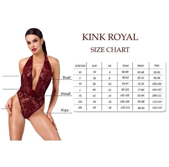 Noir Kink Royal Draped Plunge Bodysuit Red Size XS/S/M