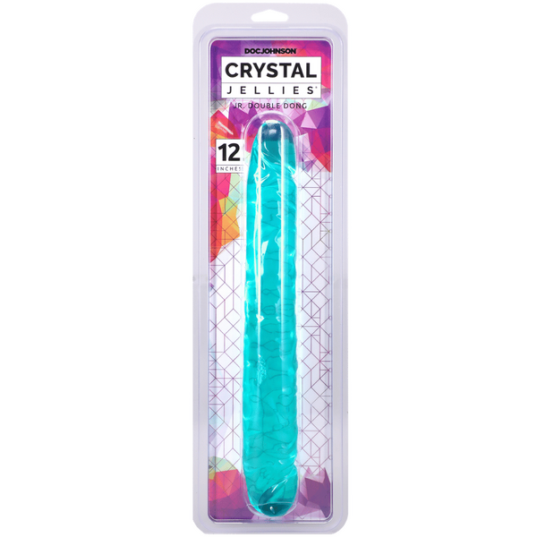 Doc Johnson Crystal Jellies 12" Jr. Double Dong Teal
