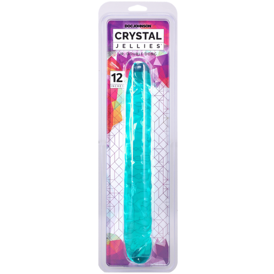 Doc Johnson Crystal Jellies 12" Jr. Double Dong Teal