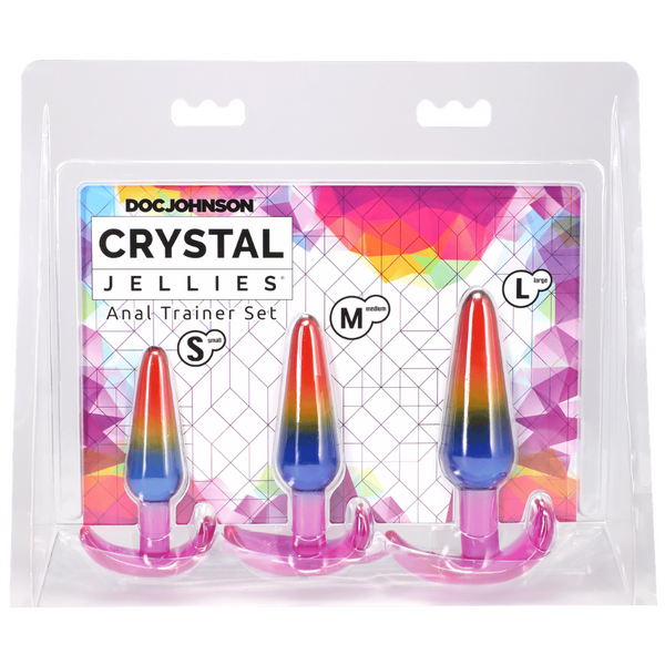 Doc Johnson Crystal Jellies Anal Trainer Set - Rainbow - S/M/L