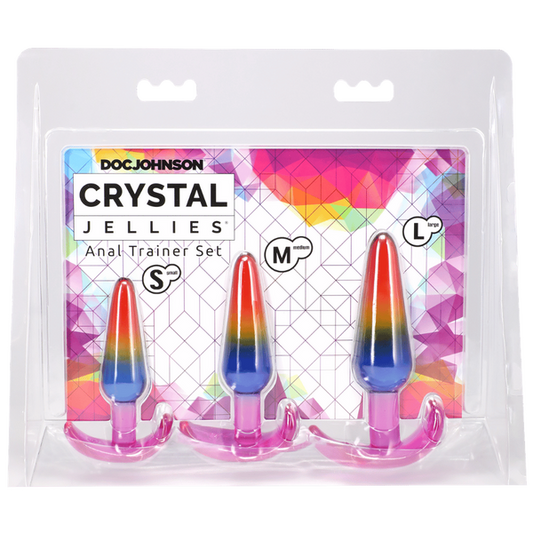 Doc Johnson Crystal Jellies Anal Trainer Set - Rainbow - S/M/L