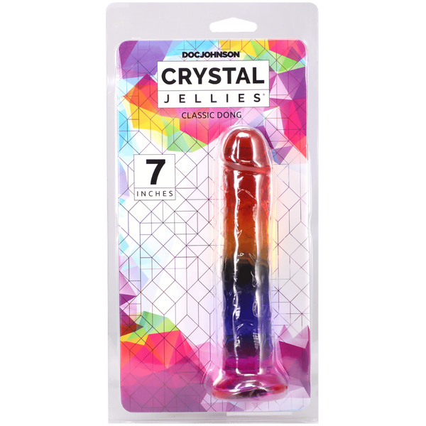 Doc Johnson Crystal Jellies 7" Classic Dong Rainbow