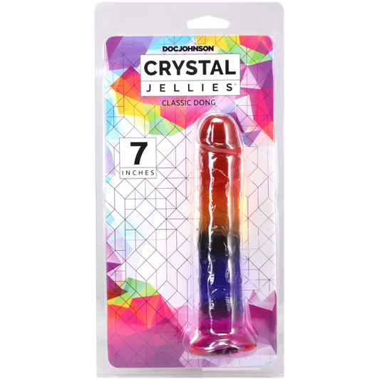 Doc Johnson Crystal Jellies 7" Classic Dong Rainbow