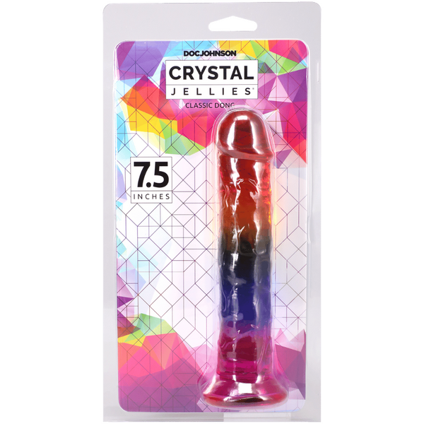 Doc Johnson Crystal Jellies 7.5" Classic Dong Rainbow