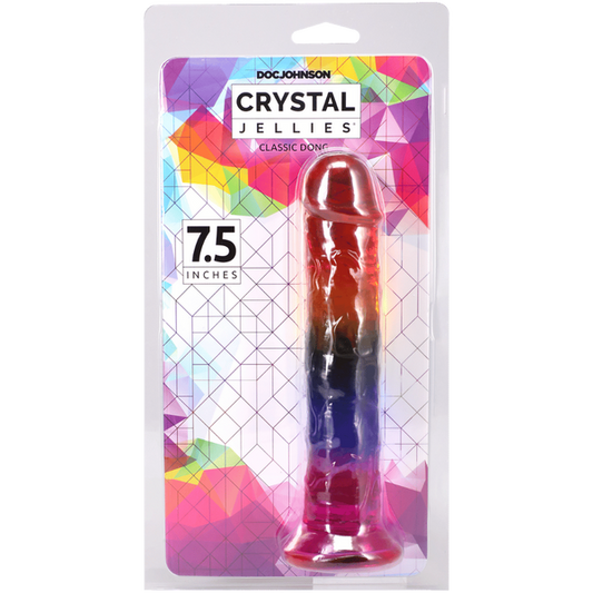 Doc Johnson Crystal Jellies 7.5" Classic Dong Rainbow