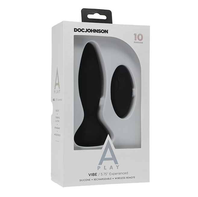 Doc Johnson A-Play Vibe - Experienced - Rechargeable Silicone Anal Plug With Remote (Black)