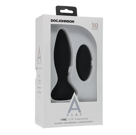 Doc Johnson A-Play Vibe - Experienced - Rechargeable Silicone Anal Plug With Remote (Black)