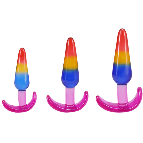 Doc Johnson Crystal Jellies Anal Trainer Set - Rainbow - S/M/L