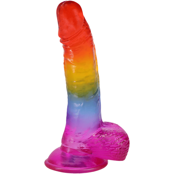 Doc Johnson Crystal Jellies 8.5" Realistic Cock With Balls Rainbow