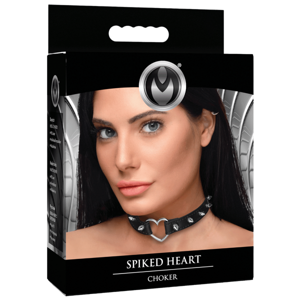 Master Series Spiked Heart Choker Black