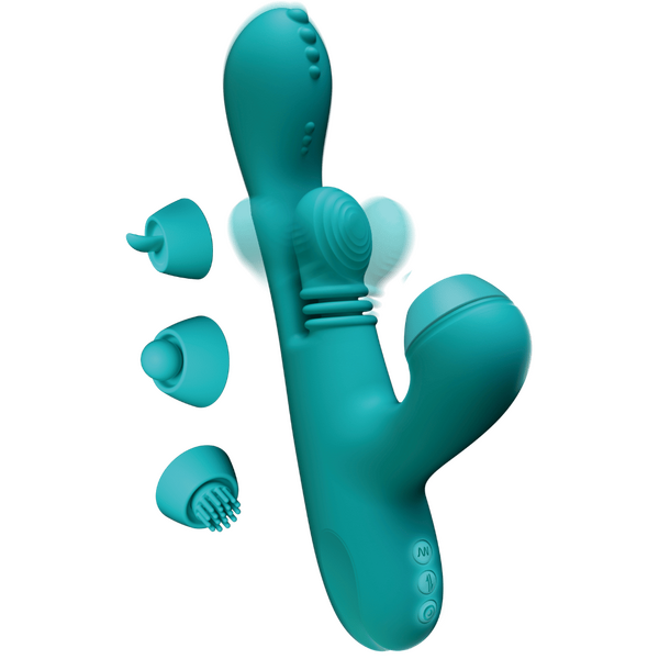 Amovibe Sensa Sway G-Spot Rabbit Vibrator w Replacement Sleeves Teal