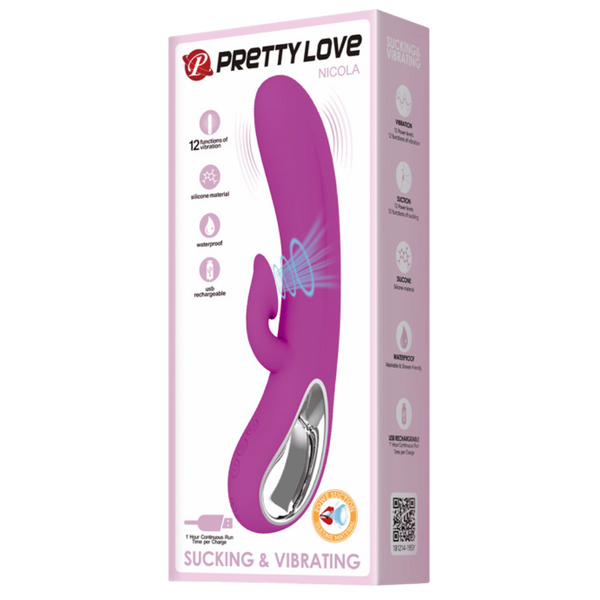 Pretty Love Nicola Clit Suction Rabbit Vibrator (Purple)