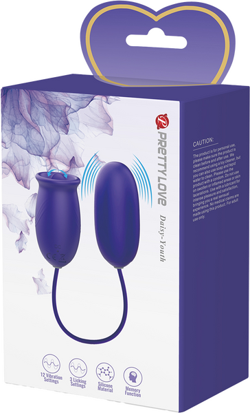 Pretty Love Daisy Youth Egg Vibrator + Licking Stimulator Purple