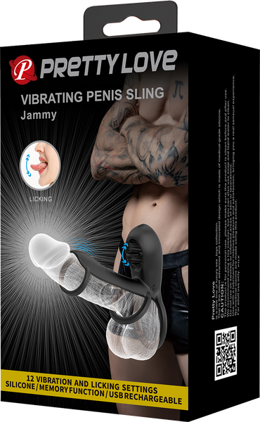 Pretty Love Vibrating Penis Sling Jammy Black