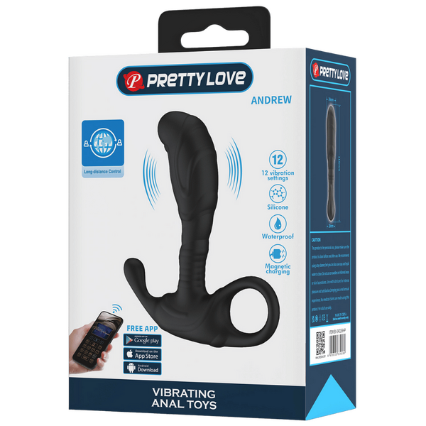 Pretty Love App Control Vibrating Anal Prostate Probe - Andrew (Black)