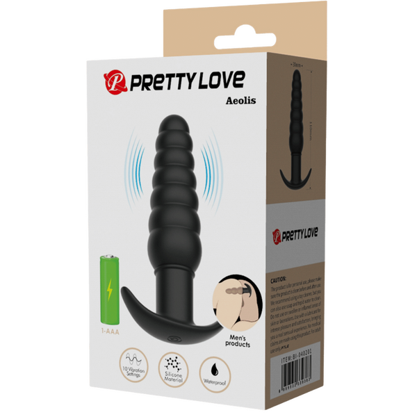 Pretty Love Silicone Vibrating Butt Plug - Aeolis (Black)