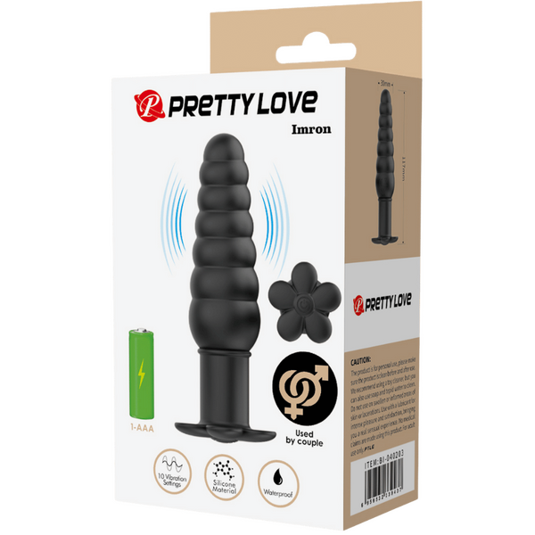 Pretty Love Silicone Vibrating Butt Plug - Imron (Black)
