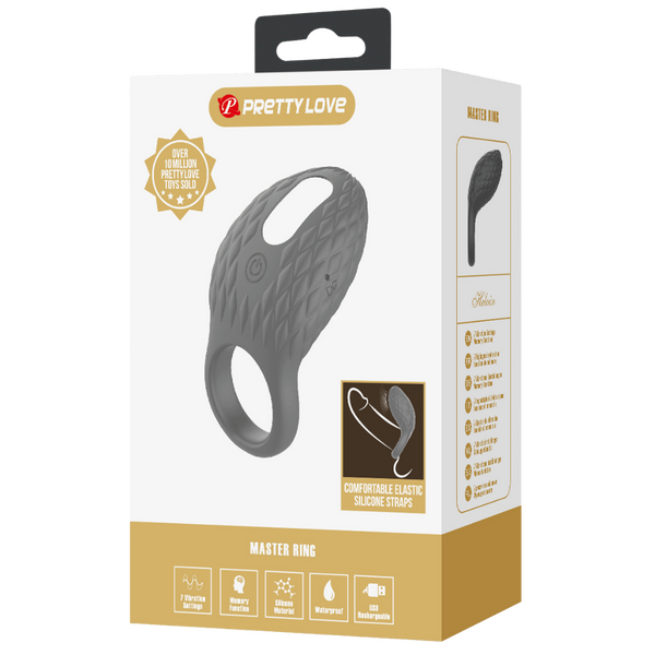 Pretty Love Master Ring - Helious Vibrating Couples Cock Ring (Grey)