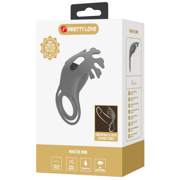 Pretty Love Master Ring - Ruben Vibrating Couples Cock Ring (Grey)