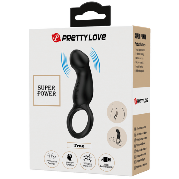 Pretty Love Super Power Trae Vibrating Cock Ring (Black)