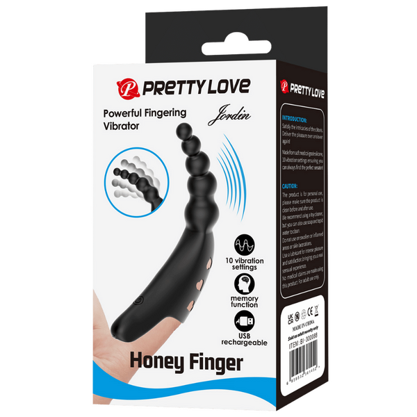 Pretty Love Rechargeable Honey Finger Vibrator - Jordin (Black)