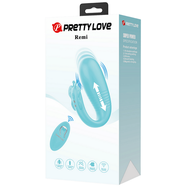 Pretty Love Rechargeable Remote Controlled Remi Thrusting Vibrator (Seafoam)