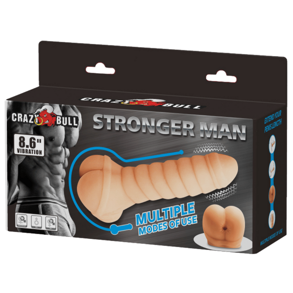 Crazy Bull Stronger Man 8.6" Vibrating Stroker or Penis Extender (Flesh)